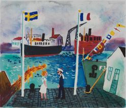 Anders Hultman Flott besök – Litografi, 28×24 cm, signerad, upplaga 290 ex