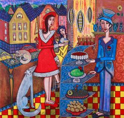 Angelica Wiik Cafe Ritorno – Litografi, 60×55 cm, signerad, upplaga 290 ex