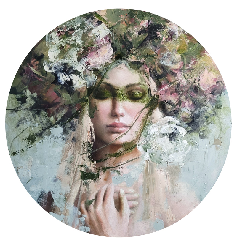 Malin Östlund Destruction of perfection, Olja, 70×70 cm, signerad