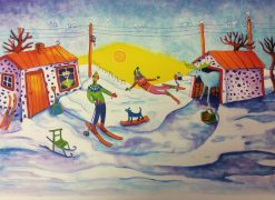 Ingrid Roth Winter Family – Litografi, 60×41 cm, signerad, upplaga 290 ex