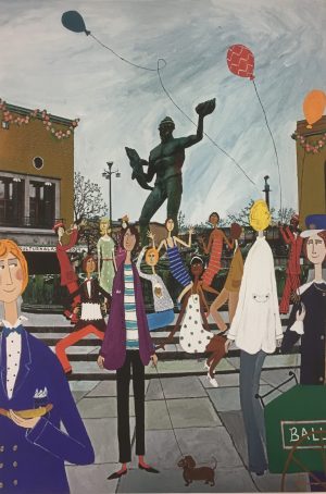 Marika Lang Götaplatsen – Mixed Media, 50×80 cm, signerad