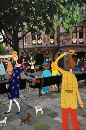 Marika Lang Teatergrillen – Mixed Media, 35×24 cm, signerad