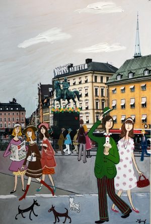 Marika Lang Gamla Stan – Mixed Media, 35×24 cm, signerad