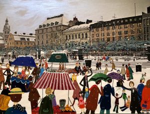 Marika Lang Kungsträdgården – Mixed Media, 100×70 cm, signerad