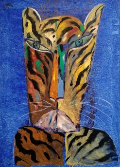 Madeleine Pyk Tiger – Olja på duk, 70×50 cm, signerad