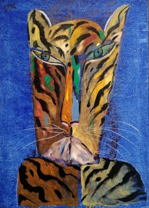Madeleine Pyk Tiger, Olja, 70×50 cm, signerad
