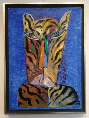Madeleine Pyk Tiger Olja, 70×50 cm, signerad