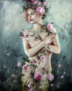 Malin Östlund In the evening light – Olja på duk, 80×100 cm, signerad