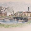 Jan Lundqvist Djurgårdsbron – Litografi, 62×47 cm, signerad, upplaga 290 ex
