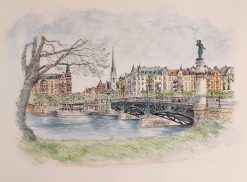 Jan Lundqvist Djurgårdsbron – Litografi, 62×47 cm, signerad, upplaga 290 ex