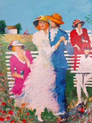 Karl Höglund Sommardans – Olja på duk, 102×135 cm, signerad