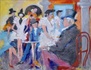 Karl Höglund Maskeraden – Olja på duk, 117×90 cm, signerad