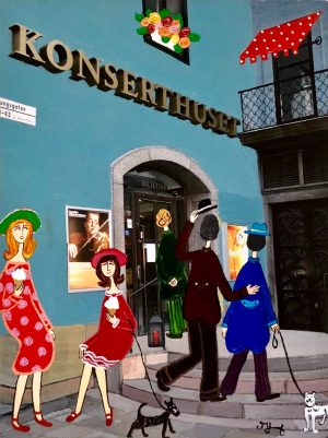 Marika Lang Konserthuset – Mixed Media, 35×24 cm, signerad