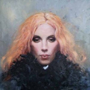 Malin Östlund Like a feather, Olja, 80×80 cm, signerad