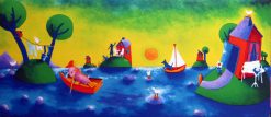 Ingrid Roth Lovely Neighbours – Litografi, 59×26 cm, signerad, upplaga 290 ex