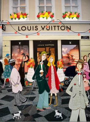 Marika Lang Louis Vuitton – Mixed Media, 70×46 cm, signerad