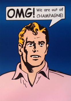 Petter Thoen OMG! Champagne | Blue – Litografi, 56×74 cm, signerad, upplaga 290 ex