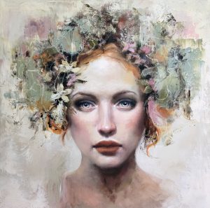 Malin Östlund Ocean eyes, Olja, 60×60 cm, signerad