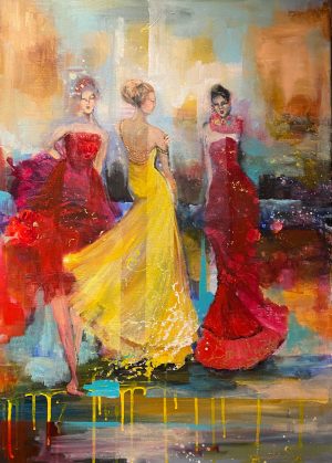 Anna-Lena Nilsson Utekväll – Akryl på duk, 50×60 cm, signerad