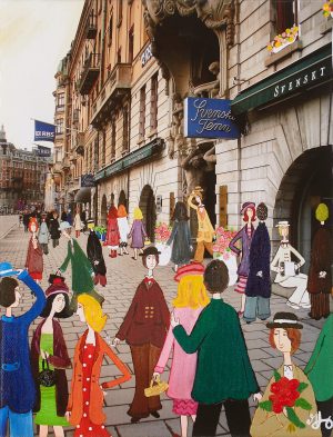 Marika Lang Svenskt Tenn – Mixed Media, 34×26 cm, signerad