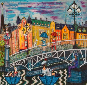 Angelica Wiik Djurgårdsbron – Litografi, 61×62 cm, signerad, upplaga 290 ex