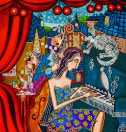 Angelica Wiik Pianobaren – Litografi, 28×28 cm, signerad, upplaga 150 ex
