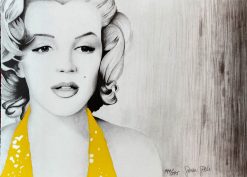 Sandra Silén Marilyn Monroe Gul – Litografi, 40×29 cm, signerad, upplaga 295 ex