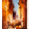 Stefan Gadnell Svartmangatan – Akvarell, 76×45 cm, signerad