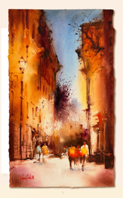 Stefan Gadnell Svartmangatan – Akvarell, 76×45 cm, signerad