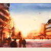Stefan Gadnell Hamngatan – Akvarell, 56×76 cm, signerad