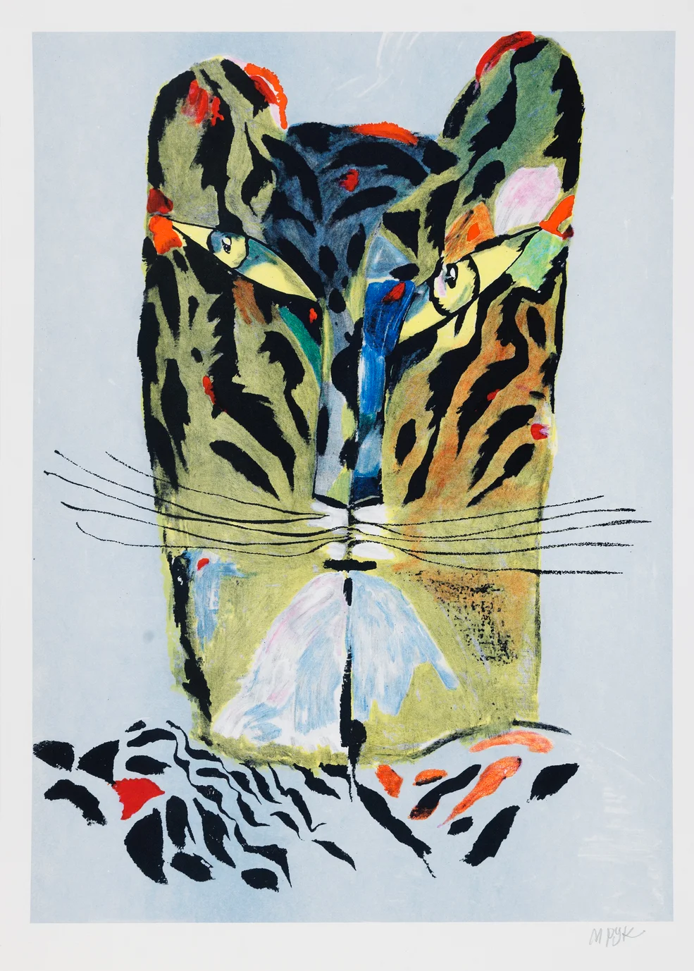 Madeleine Pyk Grå Tiger – madeleine Pyks grå tiger är ett sofistikerat djurporträtt med en dämpat elegant ton, Litografi, signerad, upplaga 250 ex