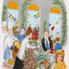 Lennart Jirlow Franska matsalen Grand Hotel med utsikt över Stockholm Ström – Litografi, 68×59 cm, signerad, upplaga 325 ex