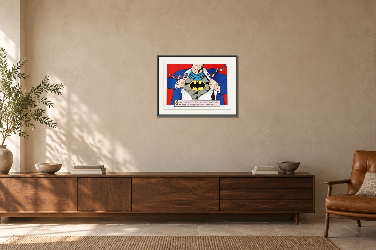 Superbat II i Över en skänk. Illustrerad inramning, ungefärlig rumsskala.