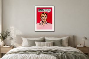 OMG! Champagne | Red i Sovrum – säng. Illustrerad inramning, ungefärlig rumsskala.