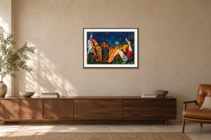Under Takåsarna i Över en skänk. Illustrerad inramning, ungefärlig rumsskala.