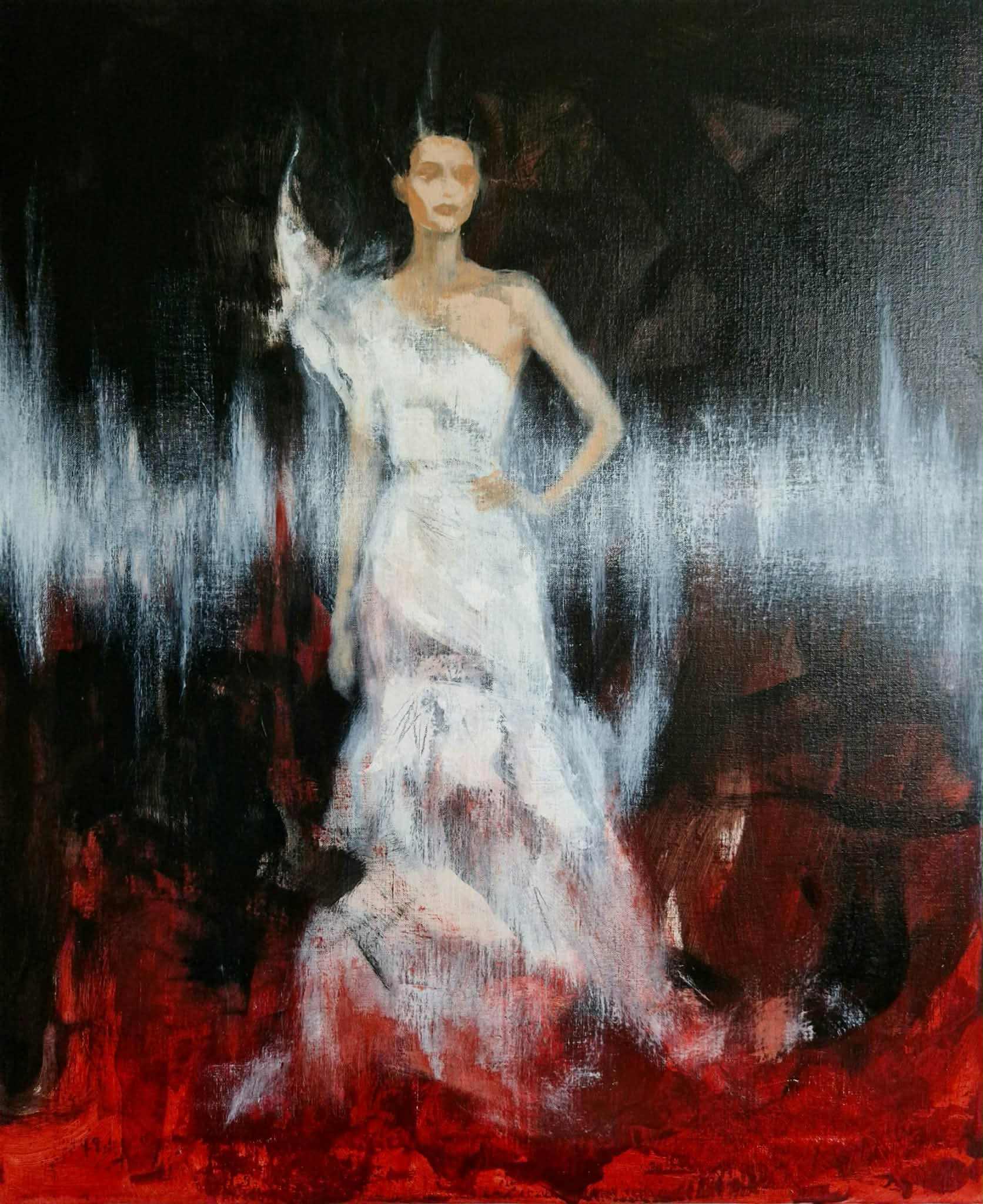 Carolina Bååth, Nattens drottning, akryl på duk, 65×81 cm