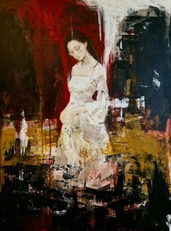 Carolina Bååth, En stund på jorden, akryl på duk, 60×80 cm
