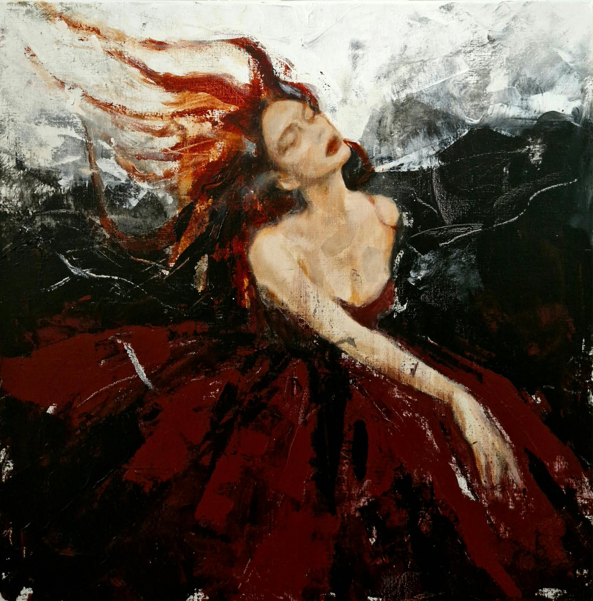 Carolina Bååth, Mellan sten och sky, akryl på duk, 60×60 cm