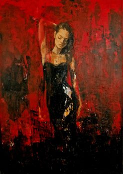 Carolina Bååth, Hennes färg var svart, akryl på duk, 50×70 cm