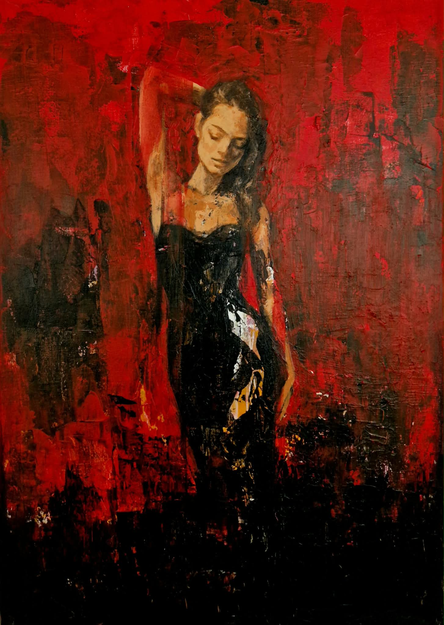 Carolina Bååth, Hennes färg var svart, akryl på duk, 50×70 cm