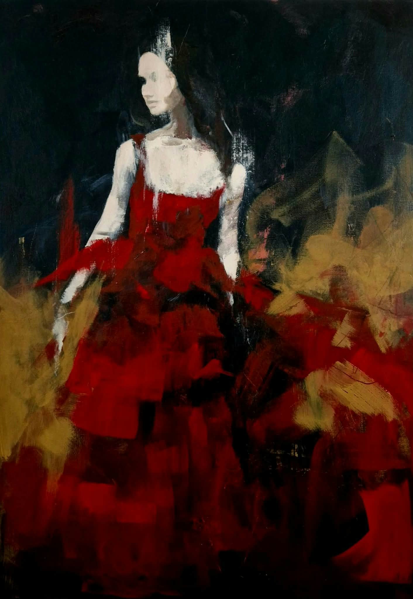 Carolina Bååth, Flampunkt, akryl på duk, 70×100 cm