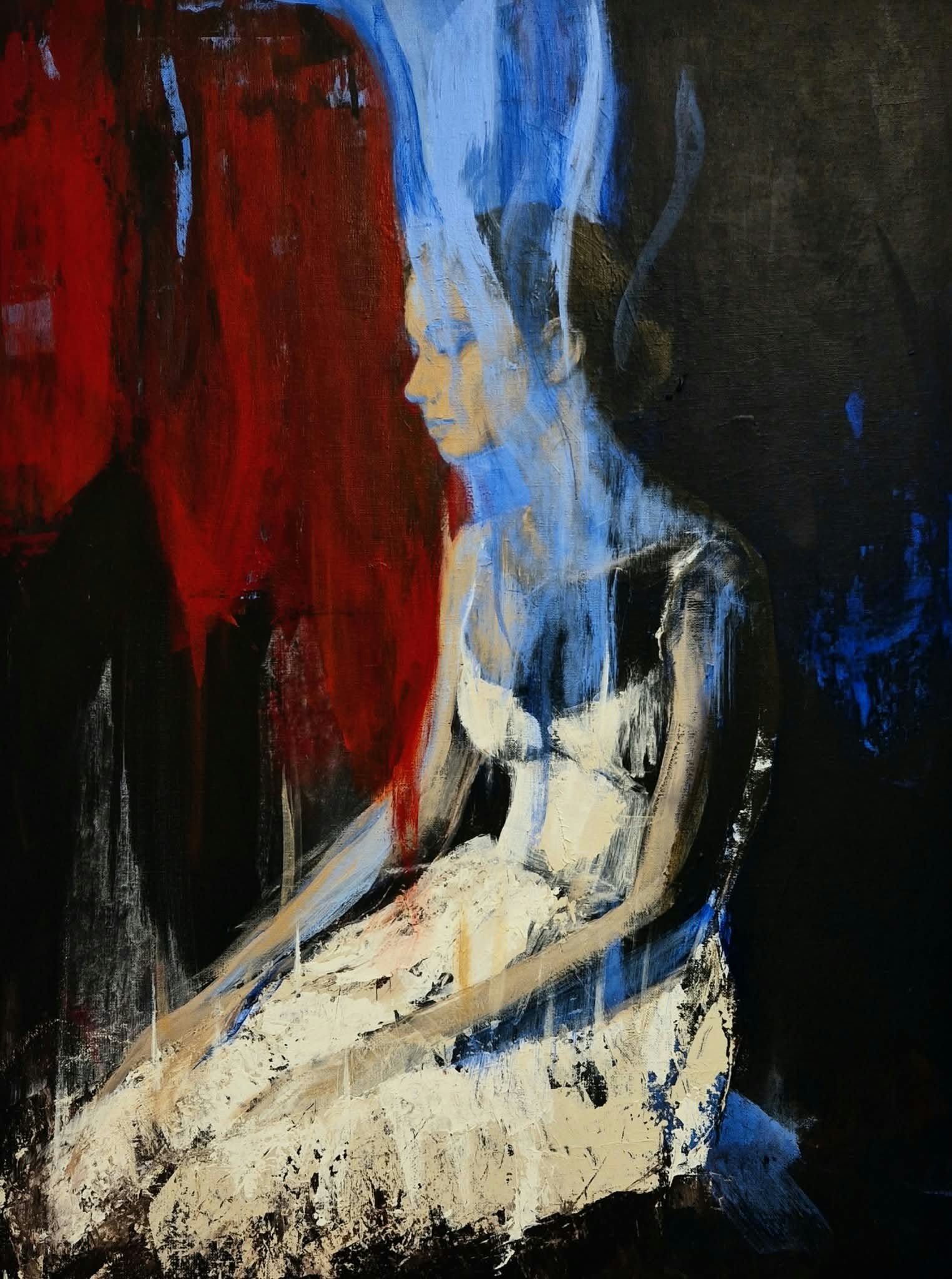 Carolina Bååth, Float or fly, akryl på duk, 60×80 cm